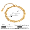 Bracciale a catena a chicchi di caffè in acciaio inossidabile placcato oro 18K - Stile ad Anelli Alternati (SL41173)