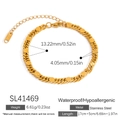 Bracciale a catena a chicchi di caffè in acciaio inossidabile dorato 18 carati - Stile Disco a Raggiera (SL41469)