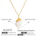18K gold plated stainless steel paperclip chain necklace with white shell pendant - Sea Snail Style (XL31679)