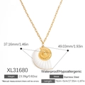 18K gold stainless steel long necklace with white shell nautilus pendant detail - Nautilus Style (XL31680)