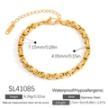 Waterproof 18K gold-plated stainless steel chain bracelet, 7.15mm wide hypoallergenic jewelry - Byzantine Box Chain (SL41085)