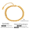 Golden stainless steel bracelet with 3mm polished beads and 17cm adjustable chain - Curb Chain with Bead Charms (SL41461)