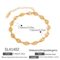 Waterproof 18K gold plated stainless steel coffee bean link chain bracelet for women - Mariner Coffee Bean Link (SL41482)