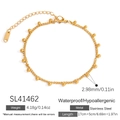 18K gold-plated stainless steel chain bracelet with 2.98mm round beads for women - Slim Bead Chain (SL41462)