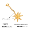 18K gold plated stainless steel sun face pendant with hypoallergenic clasp and chain - Personified Sun Face Charm (PJ92209) / 27.5MM / Gold