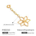 18K gold-plated stainless steel hollow floral pendant with white zircon and spring clasp - Hollow Flower Rhinestone Charm (PJ92210) / 29.34mm / Gold