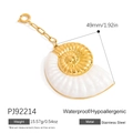 Polished 18K gold nautilus shell pendant with white wavy texture in stainless steel - Gold Nautilus Shell Charm (PJ92214) / 49mm / Gold