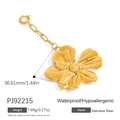 Polished 18K gold stainless steel flower pendant with dimensions and weight info - Mirror Polished Flower Charm (PJ92215) / 36.61mm / Gold