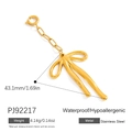 Polished 18K gold-plated stainless steel bow pendant with waterproof spring buckle charm - Stereo Bowknot Charm (PJ92217) / 43.1mm / Gold
