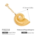 Golden nautilus shell pendant with white pearl and spring clasp in 18K gold plated steel - Artificial Pearl Nautilus Charm (PJ92218) / 47.31mm / Gold