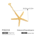Waterproof 18K gold plated stainless steel starfish pendant with textured hammered finish - Hammered Starfish Charm (PJ92219) / 56.55mm / Gold