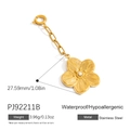 18K gold plated stainless steel flower pendant with white pearl for DIY jewelry - Textured Flower Artificial Pearl Charm (PJ92211B) / 27.59mm / Gold