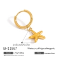 Pendiente de aro con colgante de estrella de mar en acero inoxidable dorado de 18K - Estilo de Estrella de Mar Dorada Única (EH11867)