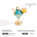 Cocktail glass alloy pendant with blue enamel and lemon detail, DIY jewelry accessory - Blue Cocktail Glass Style (PJ92287A)