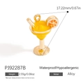Miniature yellow enamel cocktail glass charm with lemon slice in waterproof alloy metal - Yellow Cocktail Glass Style (PJ92287B)
