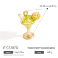 Cocktail glass charm in green enamel and gold alloy for DIY jewelry crafting - Lime Cocktail Glass (PJ92287D)