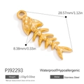 Colgante de espina de pescado en acero inoxidable dorado, 28,57 mm x 8,38 mm - Estilo Espina de Pescado Dorado (PJ92293)
