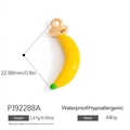 Banana shaped alloy charm pendant in yellow enamel with green tip for DIY jewelry making - Yellow Banana Style (PJ92288A)