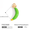 Waterproof alloy banana charm with green enamel finish and hypoallergenic gold loop - Green Banana Style (PJ92288B)