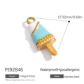 Colgante de helado de acero inoxidable dorado con acabado de esmalte colorido - Estilo Helado (PJ92846)
