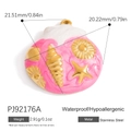 Rosafarbener Muschelanhänger aus Edelstahl mit Seestern-Motiv und Maßen - Rosa Farbverlauf Muschelmuster (PJ92176A)