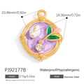 Stainless steel purple enamel tulip charm pendant in gold plating for DIY jewelry making - Purple Tulip (PJ92177B)