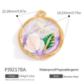 Stainless steel floral pendant with white rose and purple pearlescent finish - Purple Rose Star (PJ92178A)