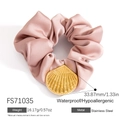 Coletero de satén rosa con colgante de concha en acero inoxidable chapado en oro 18K - Estilo Concha Rosa (FS71035)
