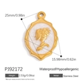 Golden stainless steel oval pendant with vintage white embossed portrait profile - Profile Relief Portrait (PJ92172)