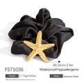 Coletero de satén negro con dije de estrella de mar de oro 18K y acero inoxidable - Estilo Estrella de Mar Negra (FS71036)