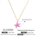 Pink enamel starfish pendant necklace in stainless steel with golden finish - Pink Polka Dot Starfish Style (XL31698A)