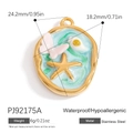 Light blue heart charm with butterfly and starfish patterns in 18K gold plated finish - Blue Butterfly Sea Star (PJ92175A)