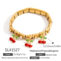 Italiaanse bedelarmband van 18k verguld staal met kersenhanger en witte kristallen - Kers Hanger (SL41527) / Goud