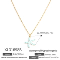Gold stainless steel chain necklace with light blue starfish pendant and blue dots - Light Blue Polka Dot Starfish Style (XL31698B)
