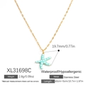 Light blue starfish pendant necklace in 18K gold plated stainless steel for women - Sky Blue Polka Dot Starfish Style (XL31698C)