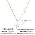 Pink starfish pendant necklace in 18K gold plated stainless steel with white dots - Rose Pink Polka Dot Starfish Style (XL31698D)