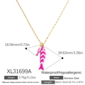 18K gold plated stainless steel necklace with pink enamel starfish charms and sizing info - Pink Double Fish Style (XL31699A)