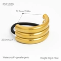 Goldener dreilagiger Metall Haargummi Manschette mit elastischem Band und Glanzeffekt - Goldener Gebogener Röhrenstil (FS71020)