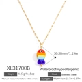 Rainbow gradient fish pendant necklace in 18k gold plated stainless steel for women - Rainbow Striped Tropical Fish Style (XL31700B)
