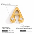 Μενταγιόν γράμμα Α από ανοξείδωτο ατσάλι 18K με δύο στρογγυλές λευκές πέτρες ζιργκόν - Στυλ Γράμμα Α (PJ92246A)