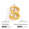 Μενταγιόν γράμμα B από ανοξείδωτο ατσάλι 18K με ζιργκόν, αδιάβροχο και υποαλλεργικό - Στυλ Γράμμα Β (PJ92246B)