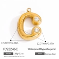 Μενταγιόν γράμμα C από ανοξείδωτο ατσάλι 18K με στρας και διαστάσεις 17mm x 12mm - Στυλ Γράμμα C (PJ92246C)