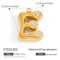Gold stainless steel letter E pendant with crystal rhinestones for DIY jewelry making - Letter E Style (PJ92246E)