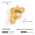 Golden eighth note pendant in stainless steel with crystal accents, 18K gold plating - Letter F Style (PJ92246F)