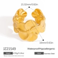 Anello aperto a fiori in acciaio inossidabile dorato, impermeabile e ipoallergenico - Stile Petalo di Fiore (JZ21549)