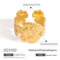 Anello regolabile a fiori in acciaio inossidabile dorato, resistente all'acqua - Stile Fiore in Rilievo (JZ21550)