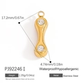 Waterproof gold stainless steel dumbbell pendant with sparkling crystals on each end - Letter I Style (PJ92246I)