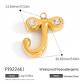 Polished golden stainless steel letter J pendant with white zircon stones for jewelry making - Letter J Style (PJ92246J)
