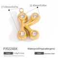 3D golden stainless steel letter K pendant with zircon stones and waterproof finish - Letter K Style (PJ92246K)