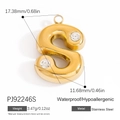 Gold plated stainless steel letter S charm pendant with rhinestones for DIY jewelry - Letter S Style (PJ92246S)